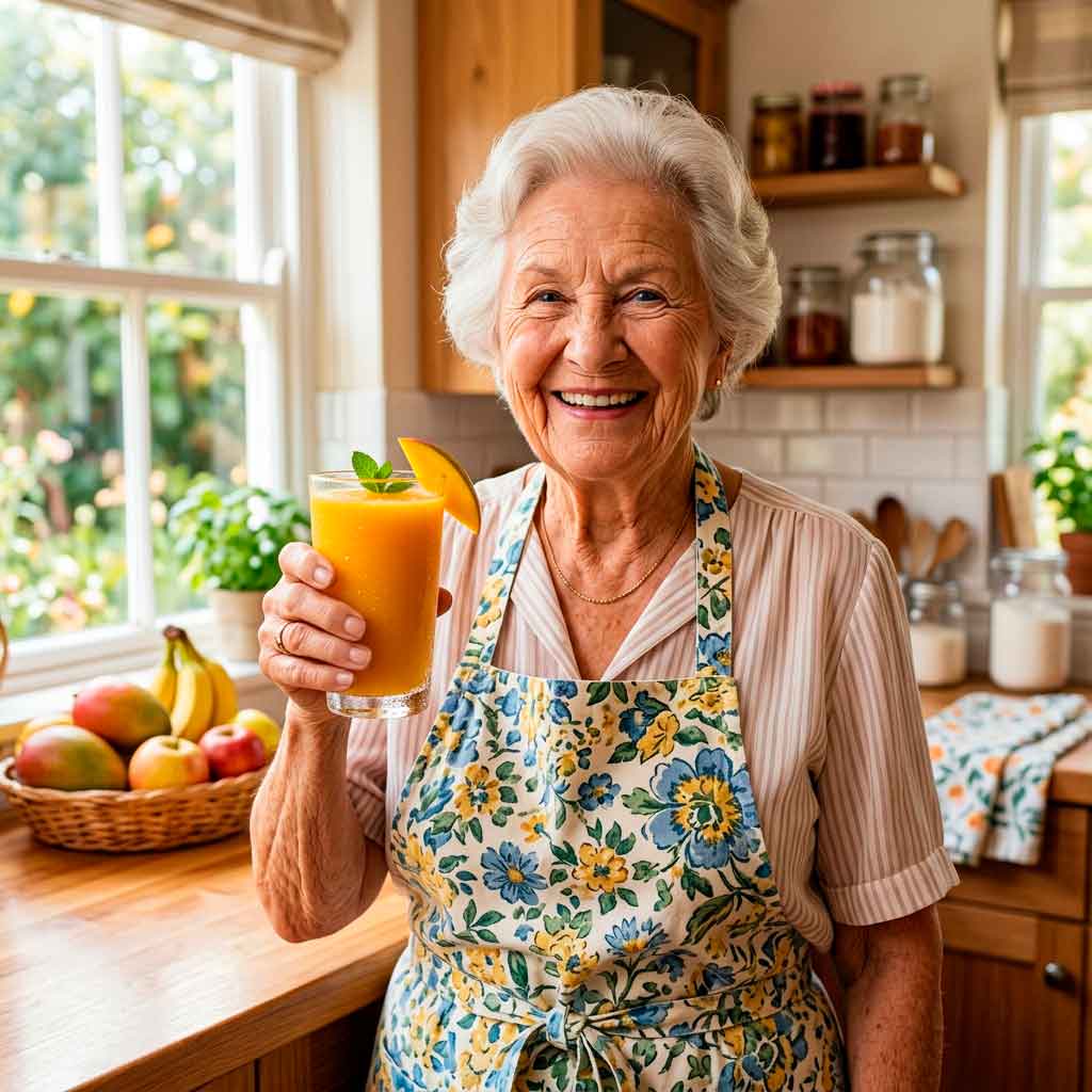American grandmother with 10-Pack fruit pulps Frutabuela 105g