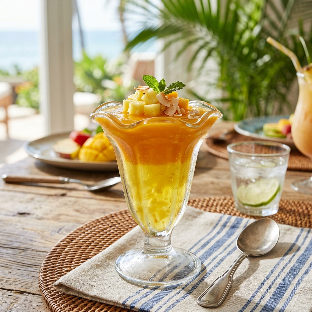 Gelatina tropical de piña y mango