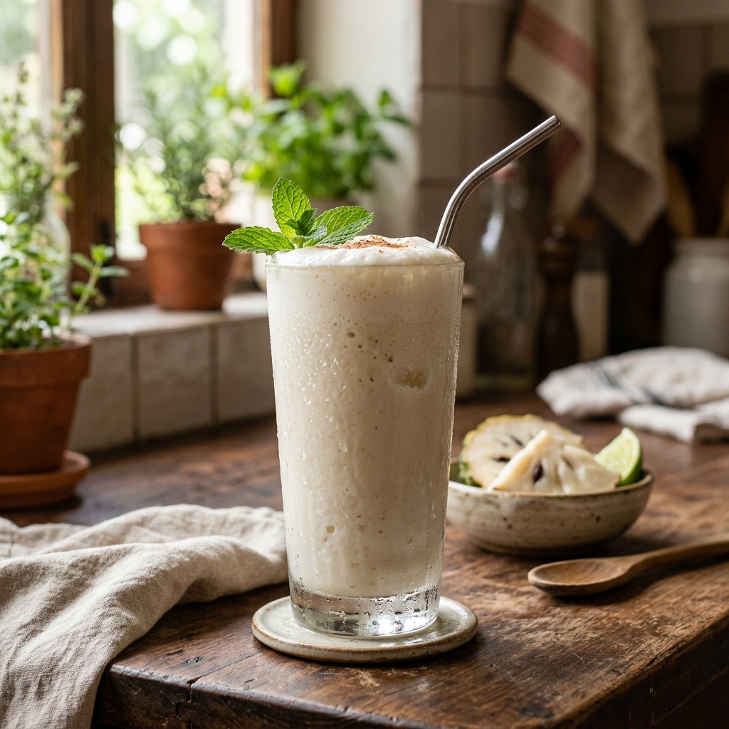 Jugo cremoso de guanábana en leche