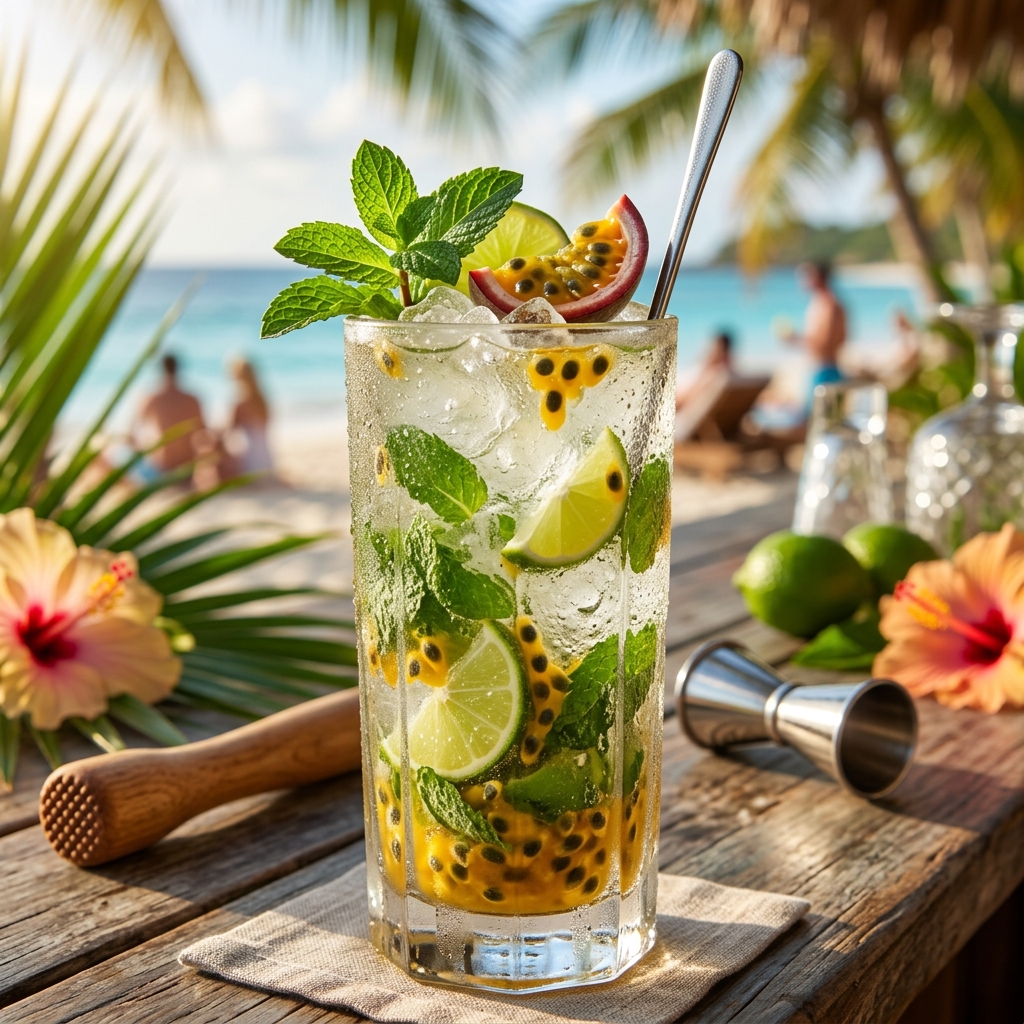 Mojito tropical de maracuyá