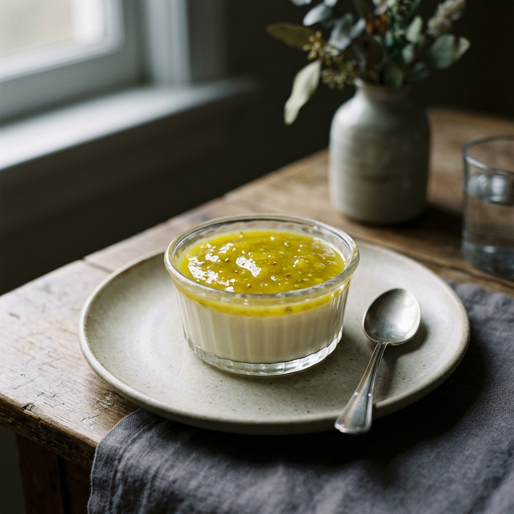 Panna cotta con cobertura de lulo